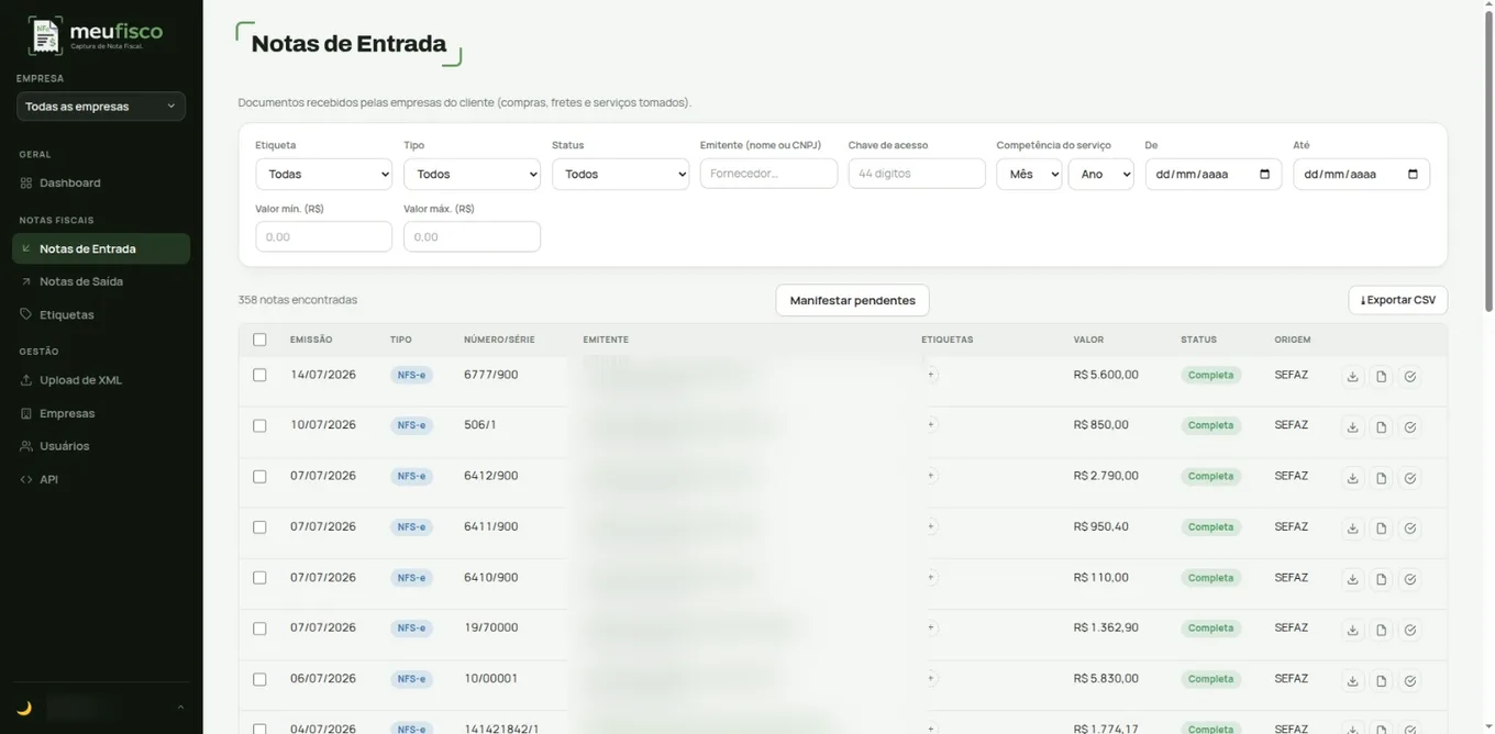 Notas de Entrada