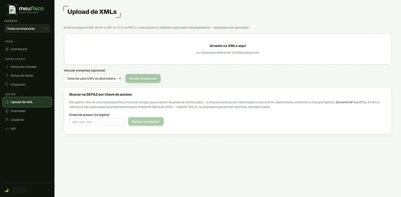 Upload de XML e busca na SEFAZ